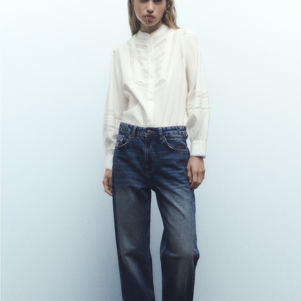 Zara Lace Poplin Shirt